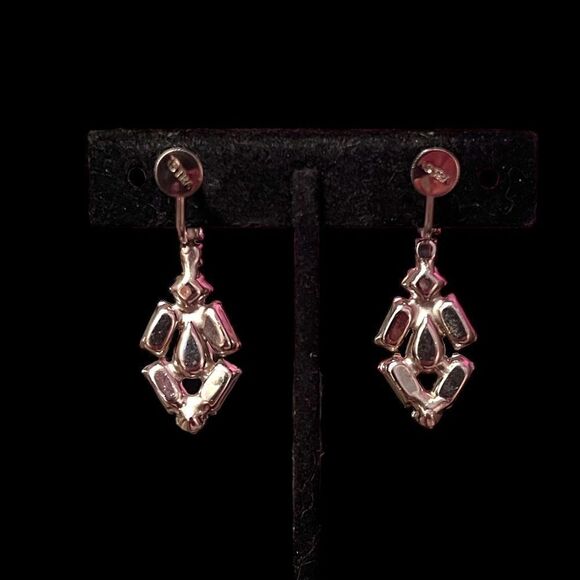 Vintage Astra Joseph Wiesner Rhinestone Dangle Screw Back Earrings EUC - Picture 6 of 7
